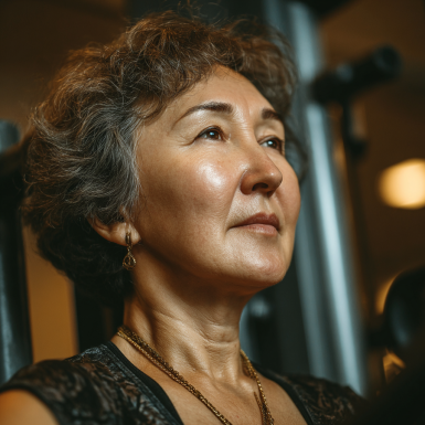 Активные пожилые люди занимаются фитнесом