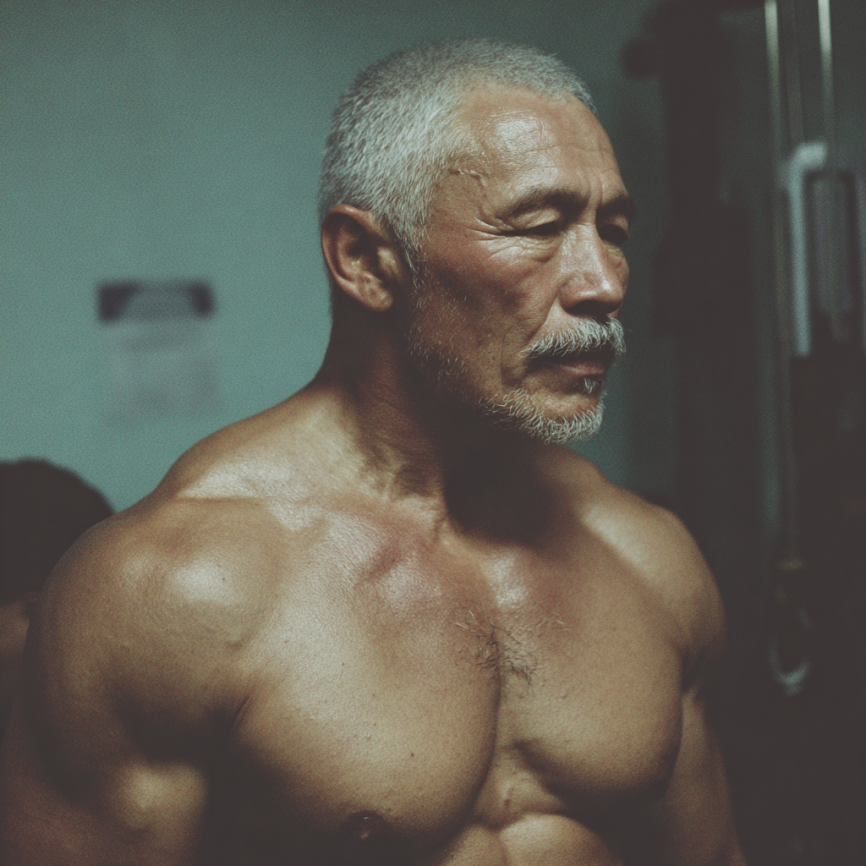 Пожилые люди занимаются йогой в парке